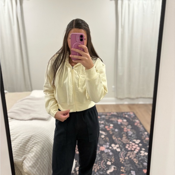 Athleta Tops - Athleta Yellow Forever Fleece Cropped Full Zip Size XXS